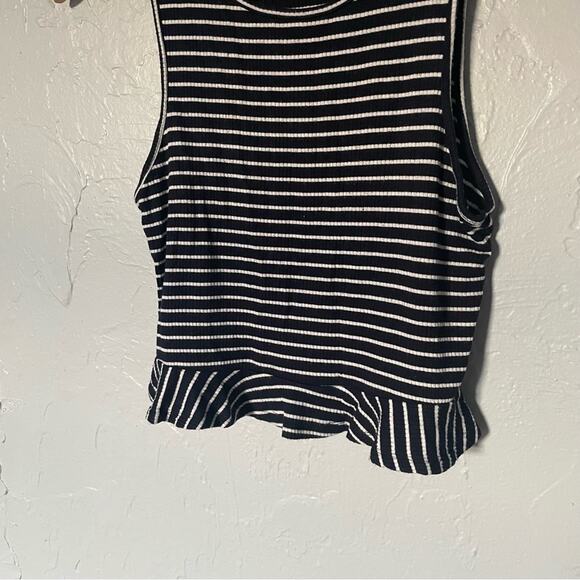 Forever 21 Navy and White Crop Peplum Nautical Tank size Large Fishermancore - Picture 2 of 4